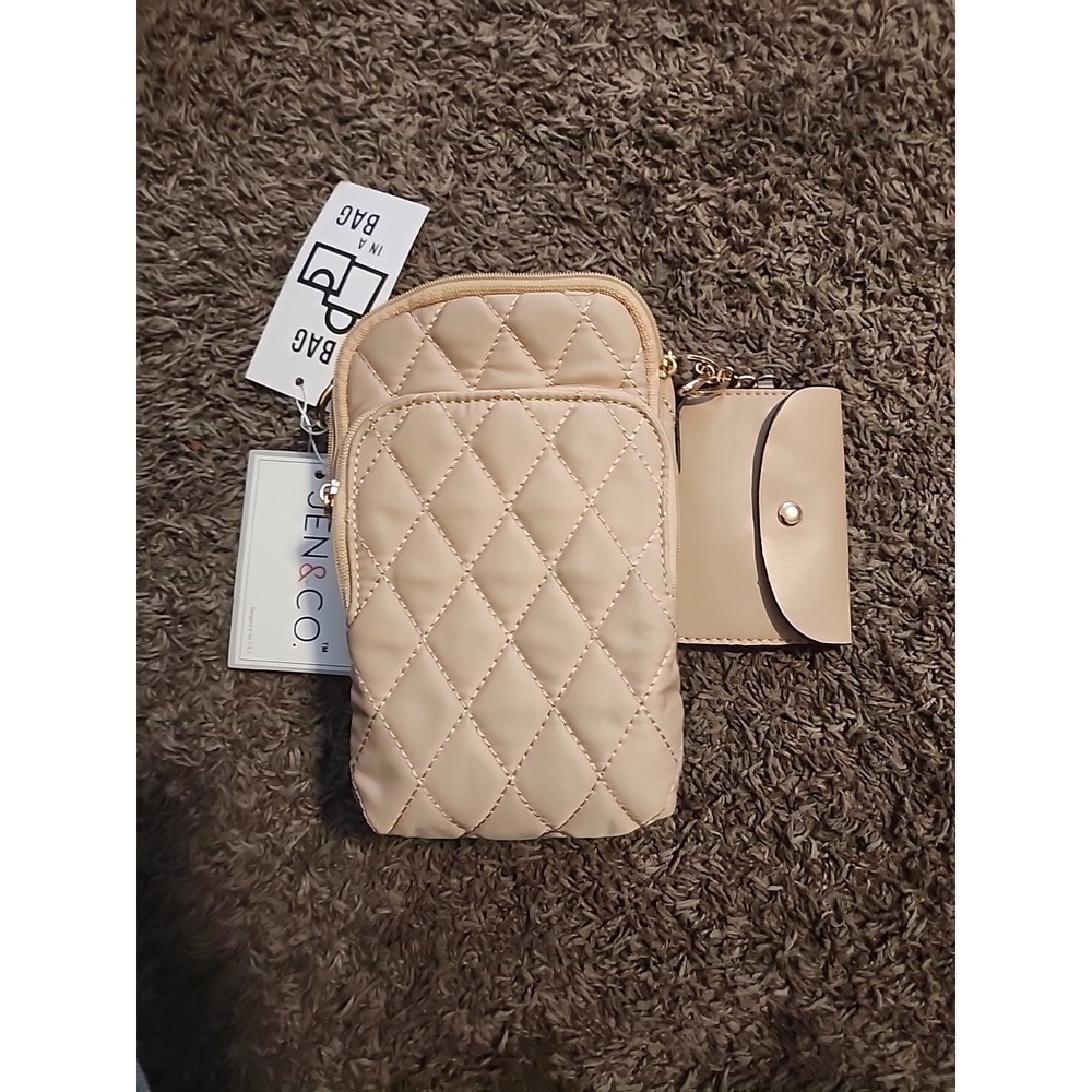 Parker Everyday Travel‎ Vegan Leather Quilted Crossbody Handbag Purse, Tan